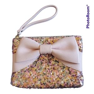 BETSEY JOHNSON Multicolor Sequin Bow Wristlet